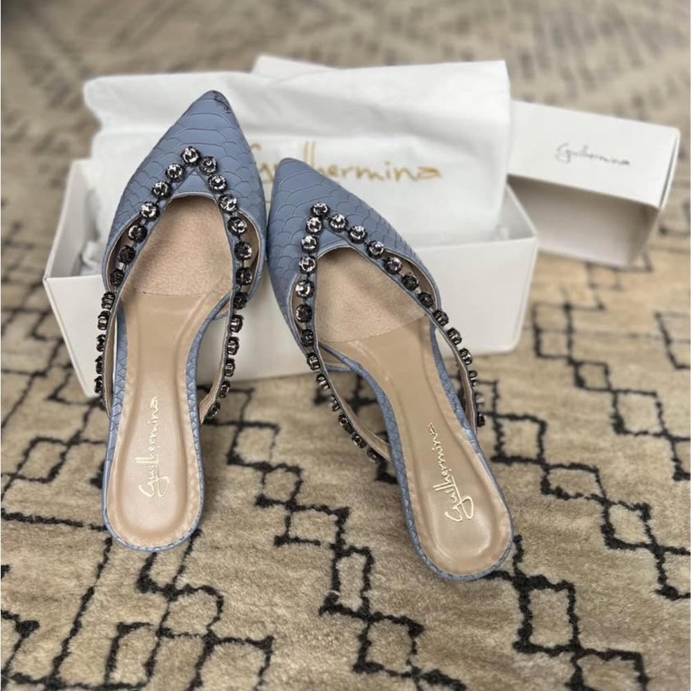 Sky Blue Embellished mules